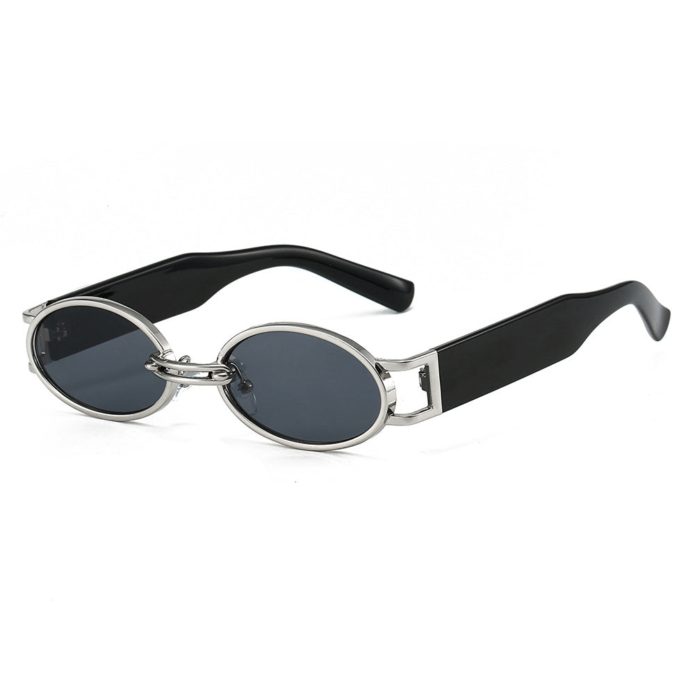 Retro Small Oval UV400 Metal Shades Sunglasses