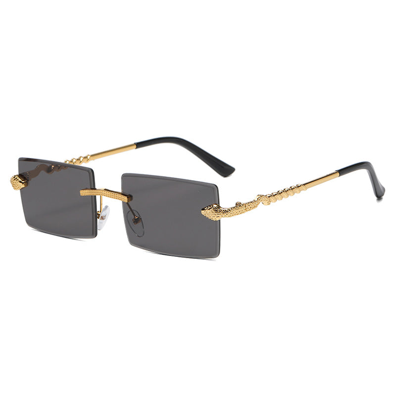 Retro Rectangle Rimless Cutting Lens Gradient Sunglasses