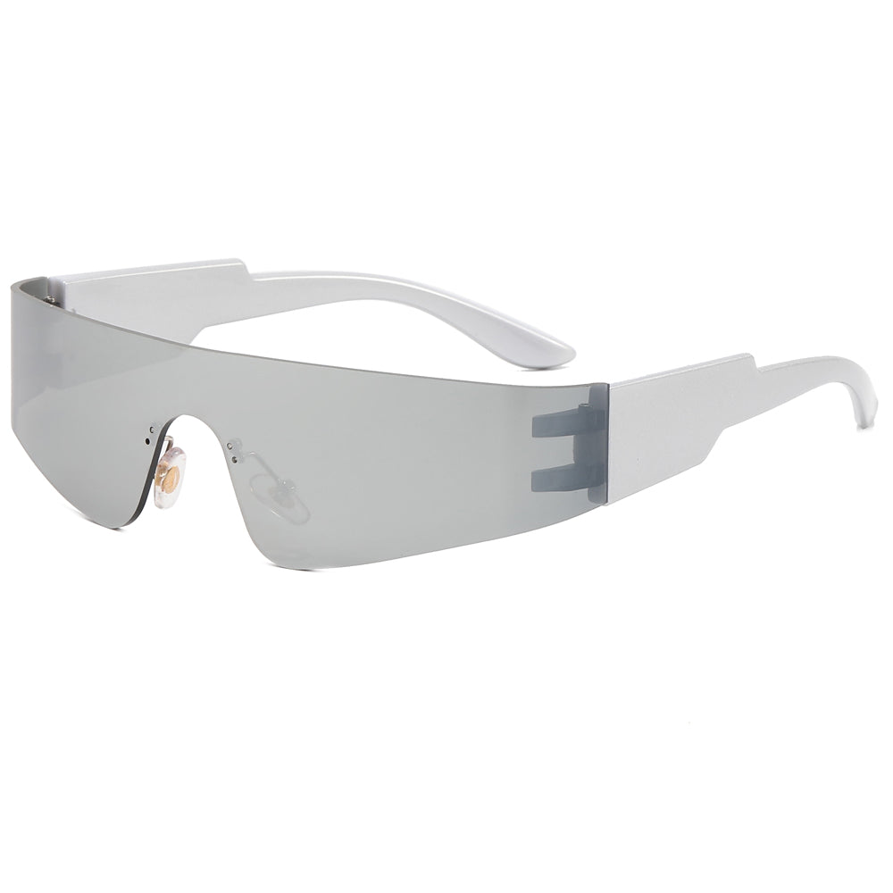 one piece lens Rimless Y2K Sunglasses
