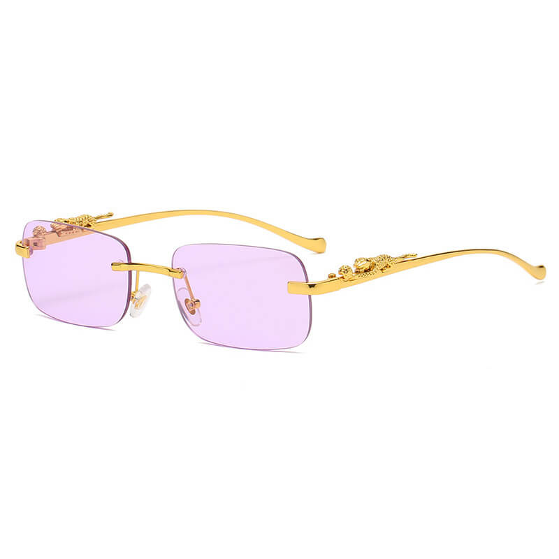 Cheetah Rectangle Rimless Sunglasses