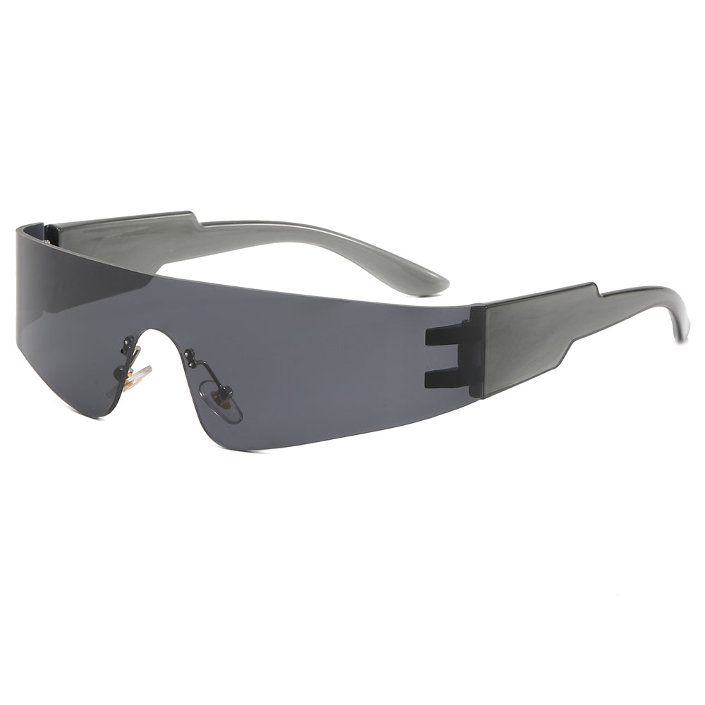 one piece lens Rimless Y2K Sunglasses