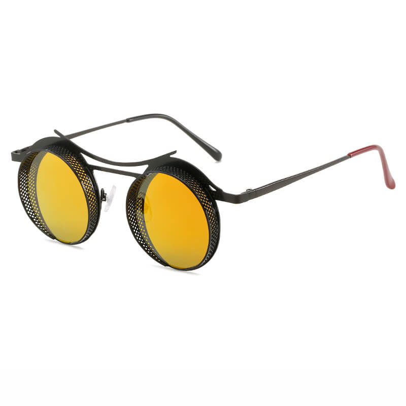 Retro Round Metal Frame Steampunk Sunglasses