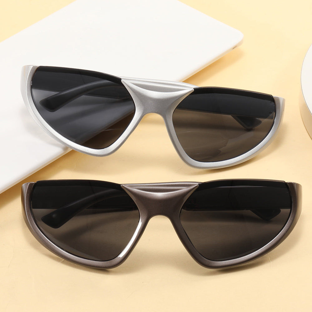 Silver Exaggerated Sport Goggle Sunglasses
