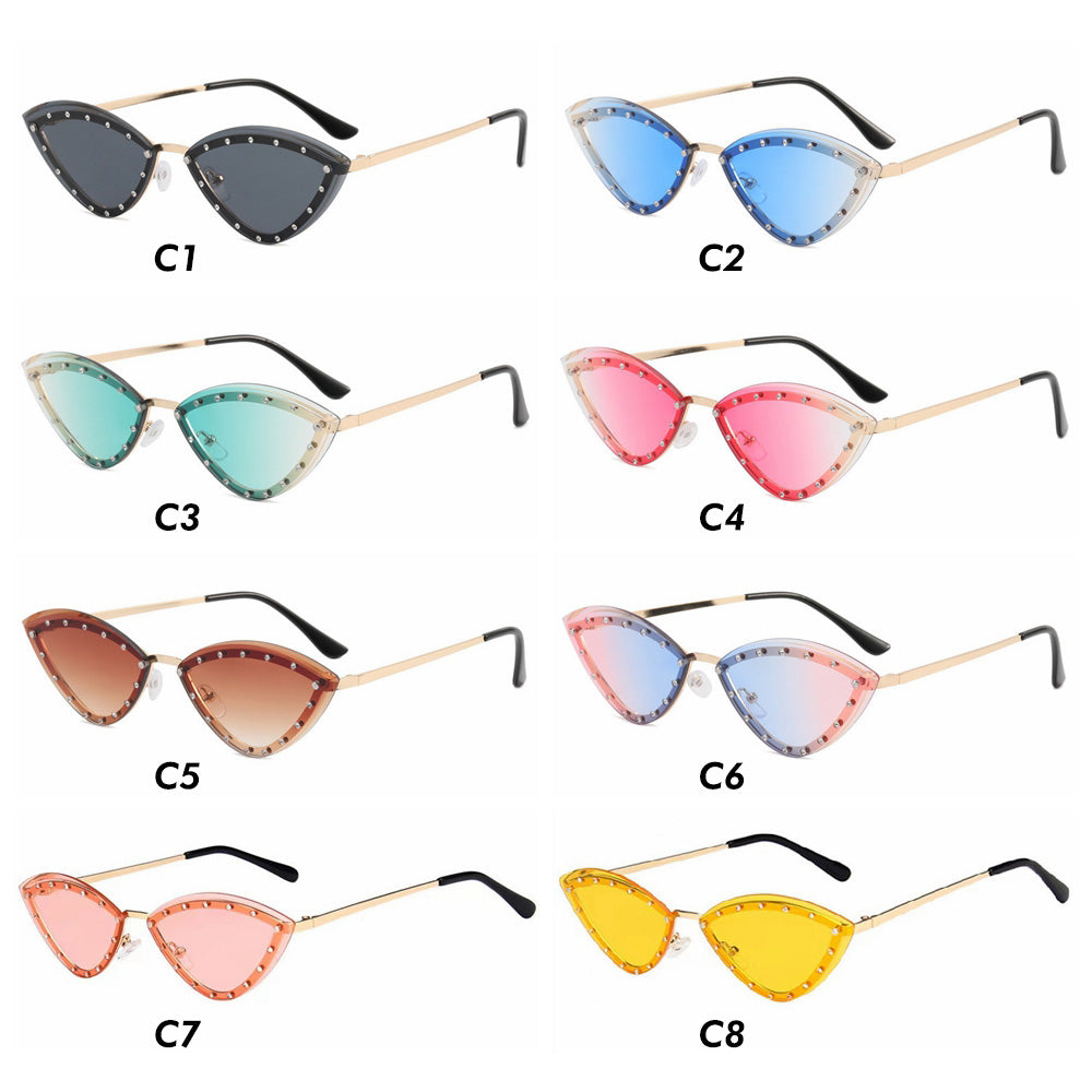 Rimless Crystal Cat Eye Sunglasses