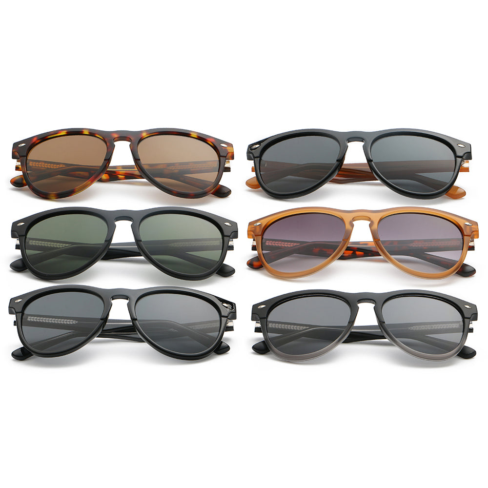 Classic Round Cat Eye Reinforced Wire-Core Temples Sunglasses