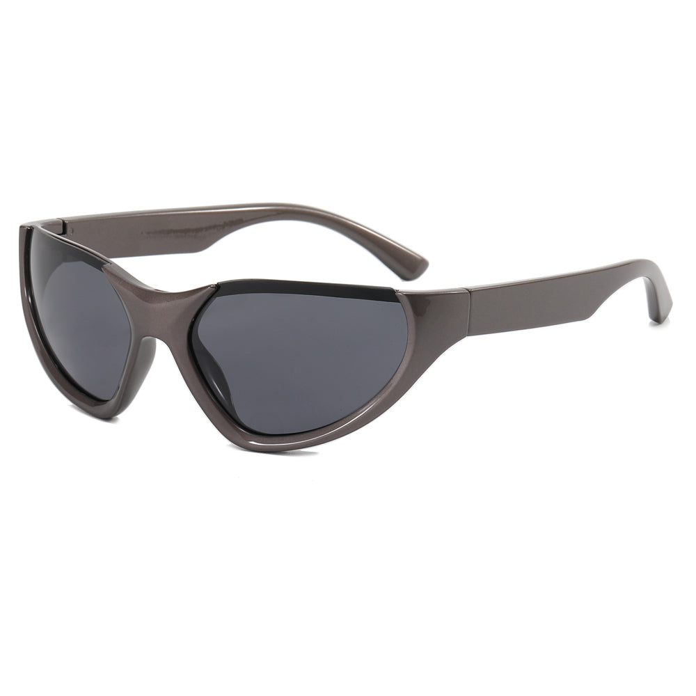 Silver Exaggerated Sport Goggle Sunglasses