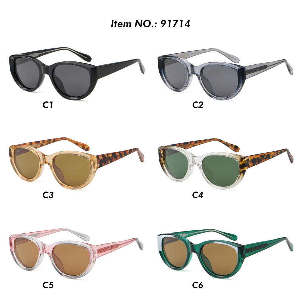 Cat Eye Round Thick Reinforced Wire-Core Temples Sunglasses