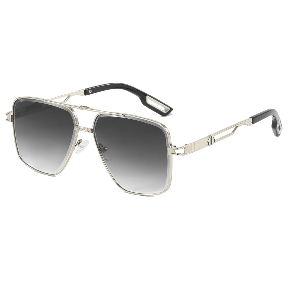 Fashion 2024 Men's Square Metal Driving Shades Pilot Style Sunglasses