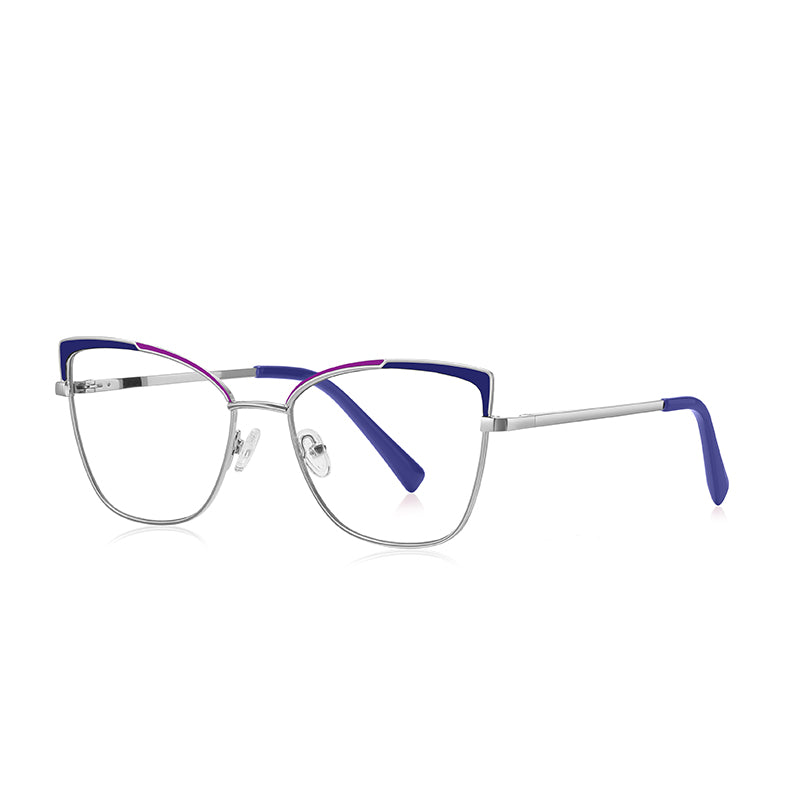 Women Cat Eye Blue Light Blocking Metal Frame Reading Glasses