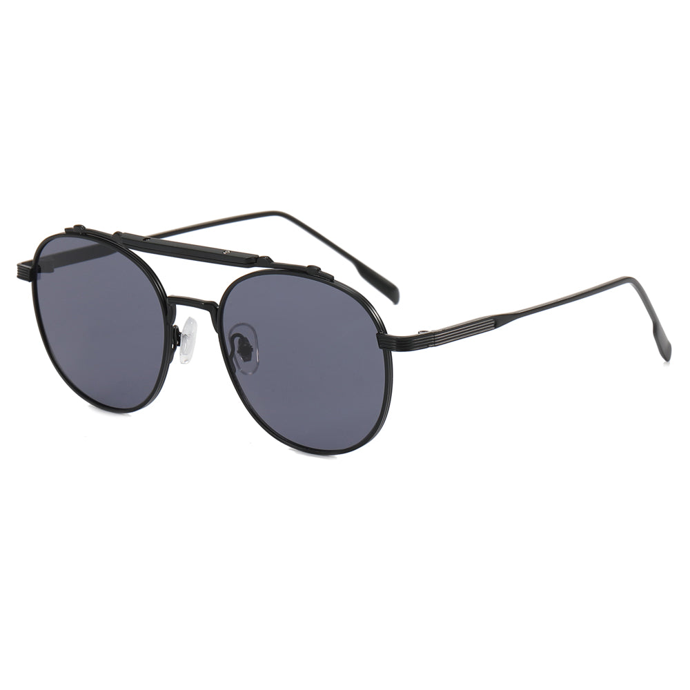 Retro Round Flat Top Metal Sunglasses