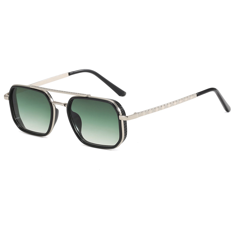 Metal Frame Steampunk Gradient Double Bridge Pilot Shades Sunglasses