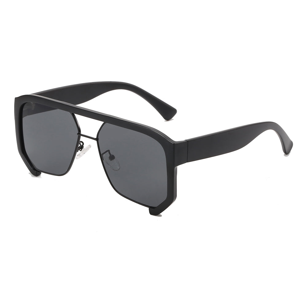 Oversized Square Flat Top Half Frame Sunglasses