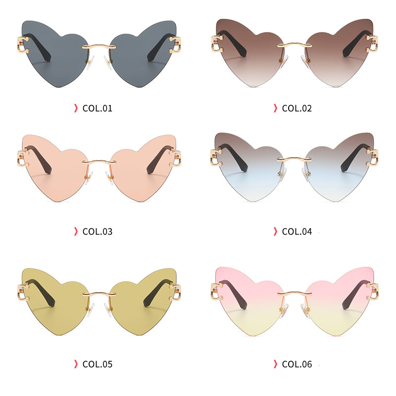 Women Rimless Heart Sunglasses