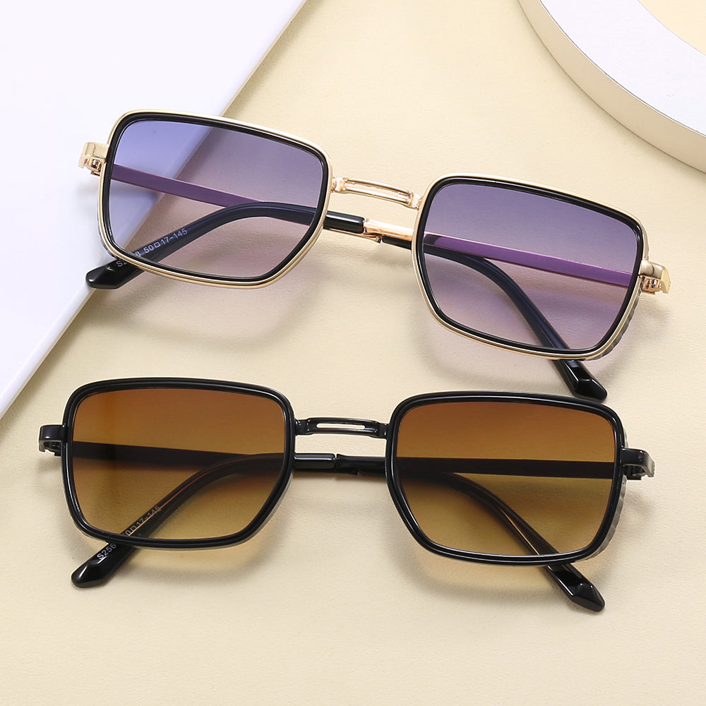 Rectangle Steampunk Metal Frame Sunglasses
