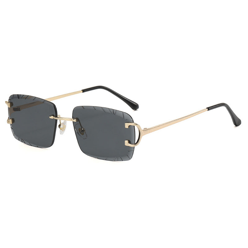 Tinted Diamond Cut Rimless Sunglasses