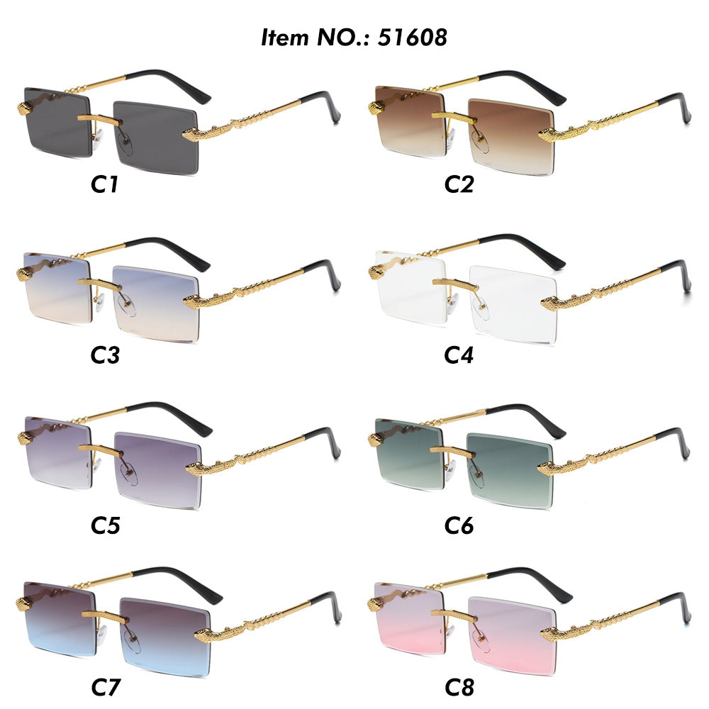 Retro Rectangle Rimless Cutting Lens Gradient Sunglasses