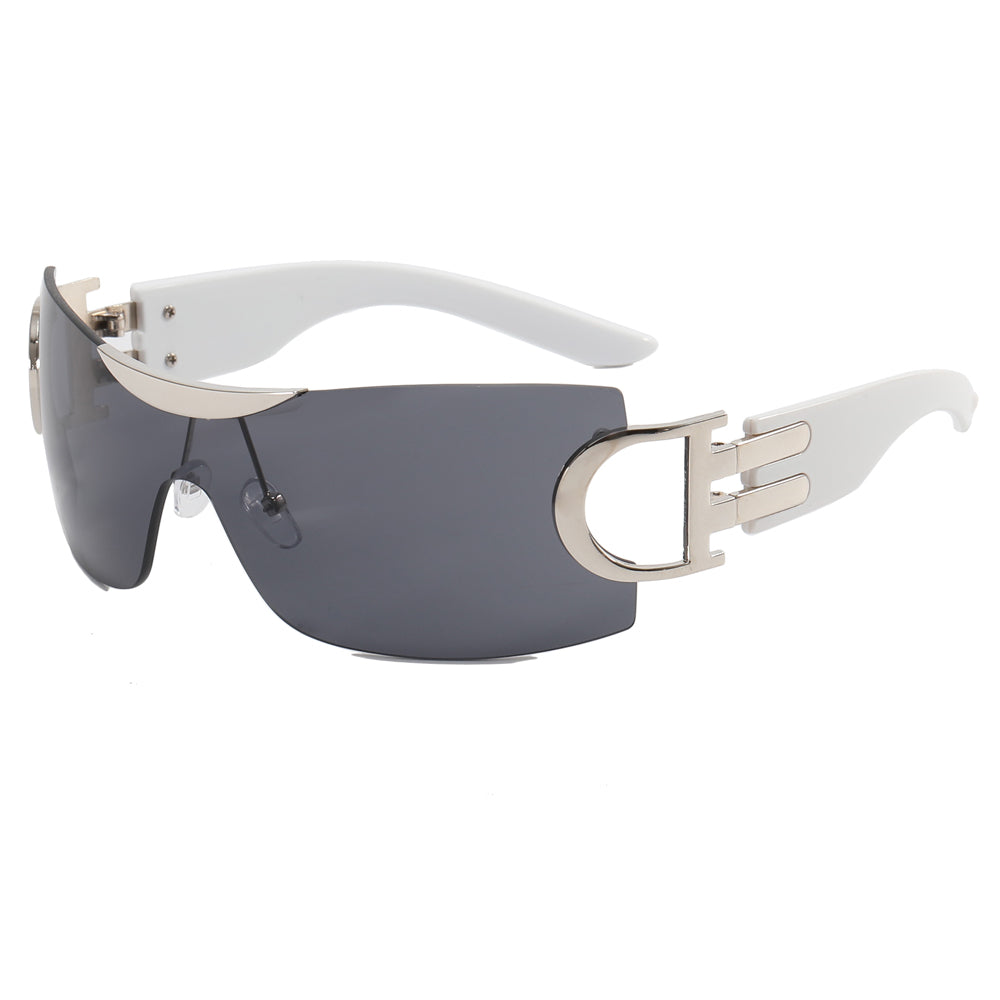 Oversized Rimless One Piece Lens Y2K Sunglasses