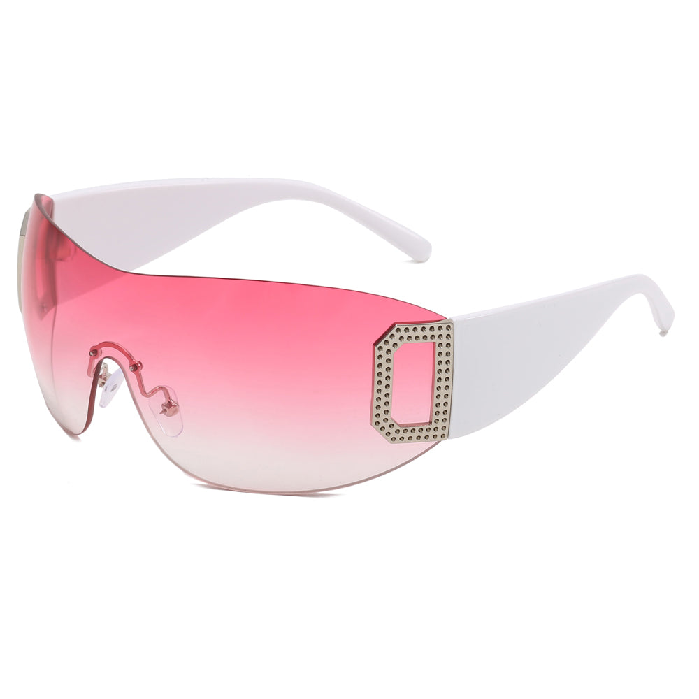 Oversized One Piece Rimless Sports Sunglasses