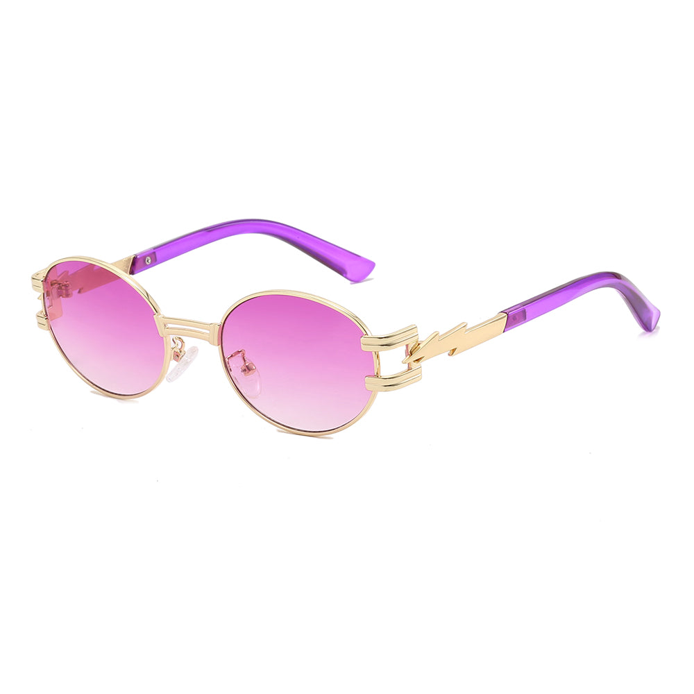 Retro Luxury Metal Steampunk Style Small Oval Sunglasses