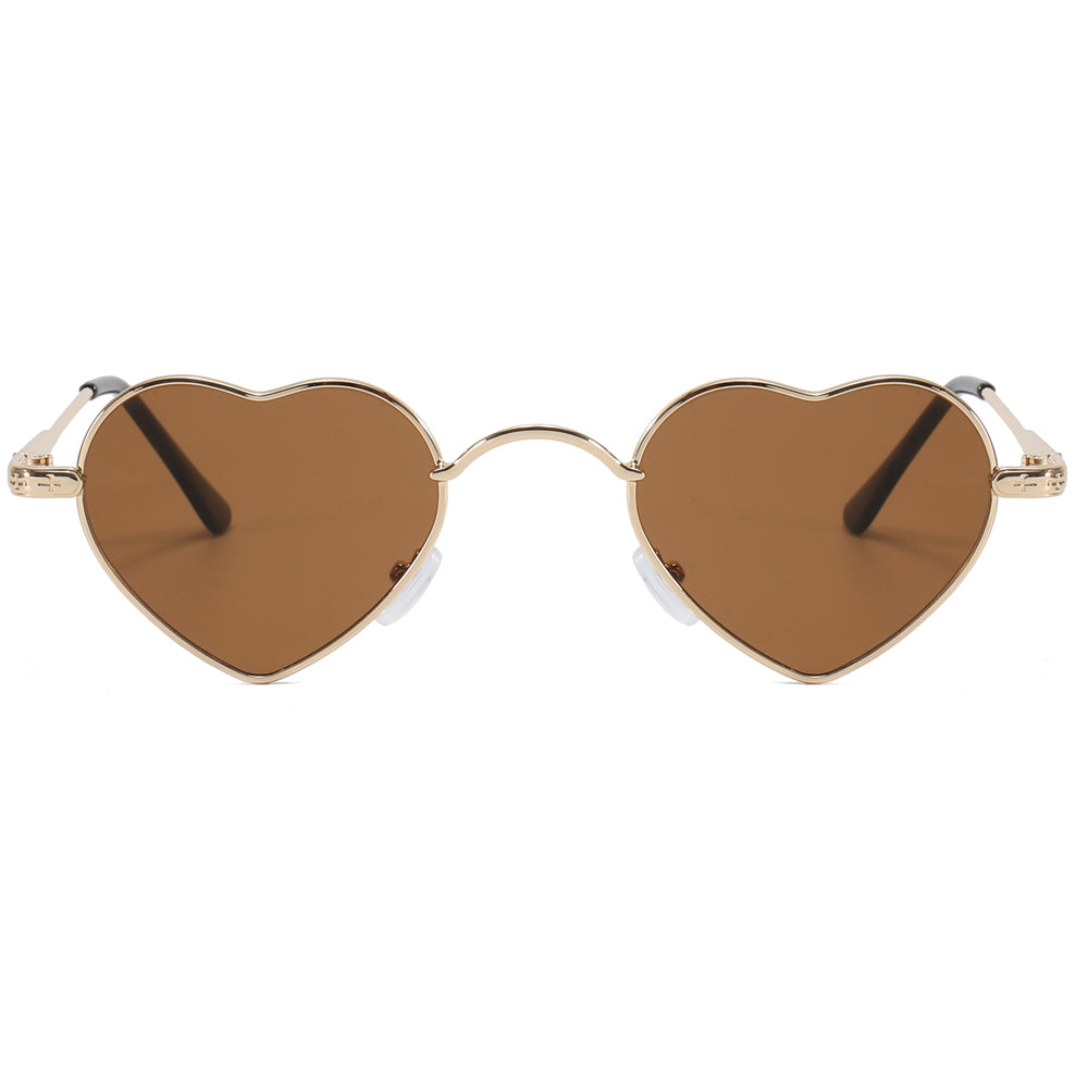 Metal Cute Heart Shape Lightweight Sunglasses