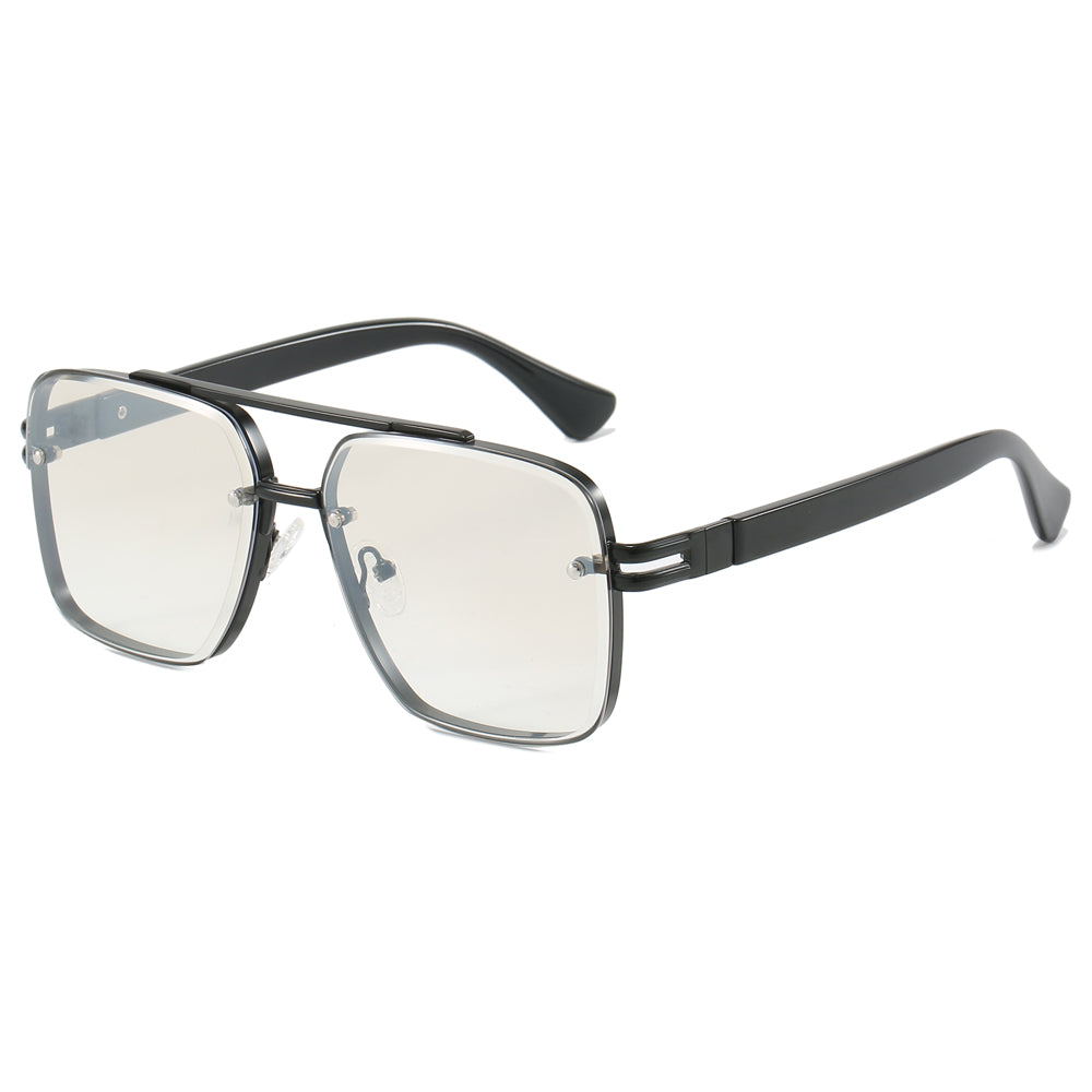 Metal Frame UV400 Gradient Double Bridge Pilot Shades Sunglasses