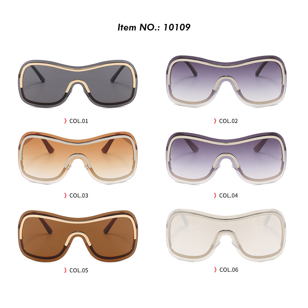 y2k Oversize One Piece Lens Rimless Goggle Shades Sunglasses
