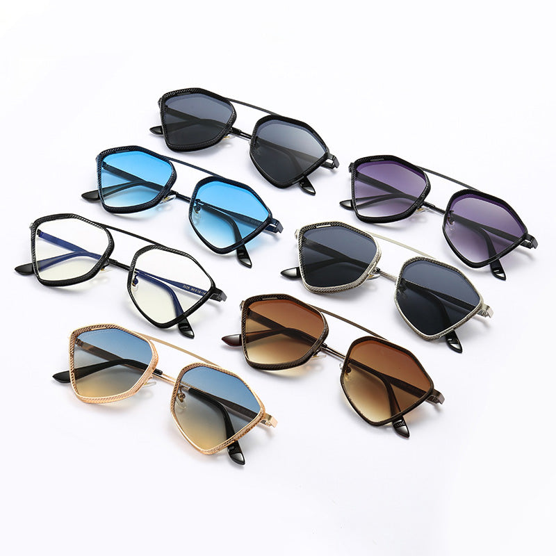Vintage Metallic Steampunk Polygonal Sunglasses