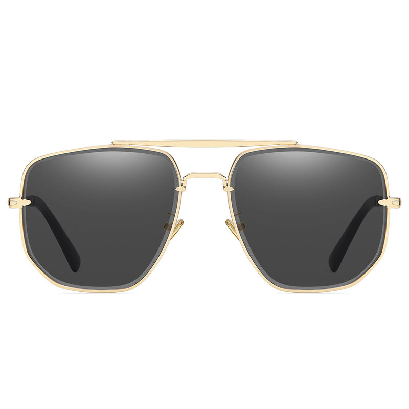 Square Metal Frame Flat Top Gradient Sunglasses