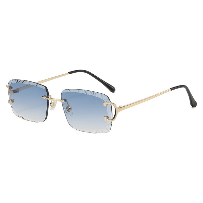 Tinted Diamond Cut Rimless Sunglasses