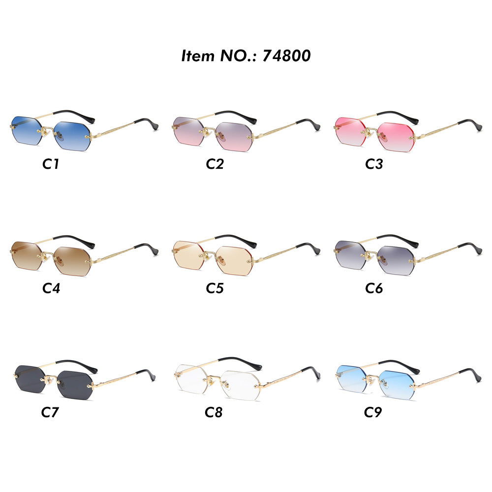Vintage Rimless Polygon Women Shades Sunglasses