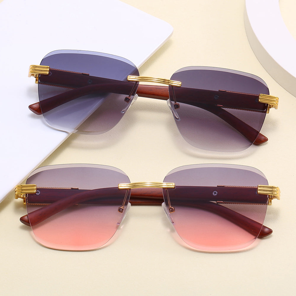 Rimless Rectangle Luxury Female SunGlasses