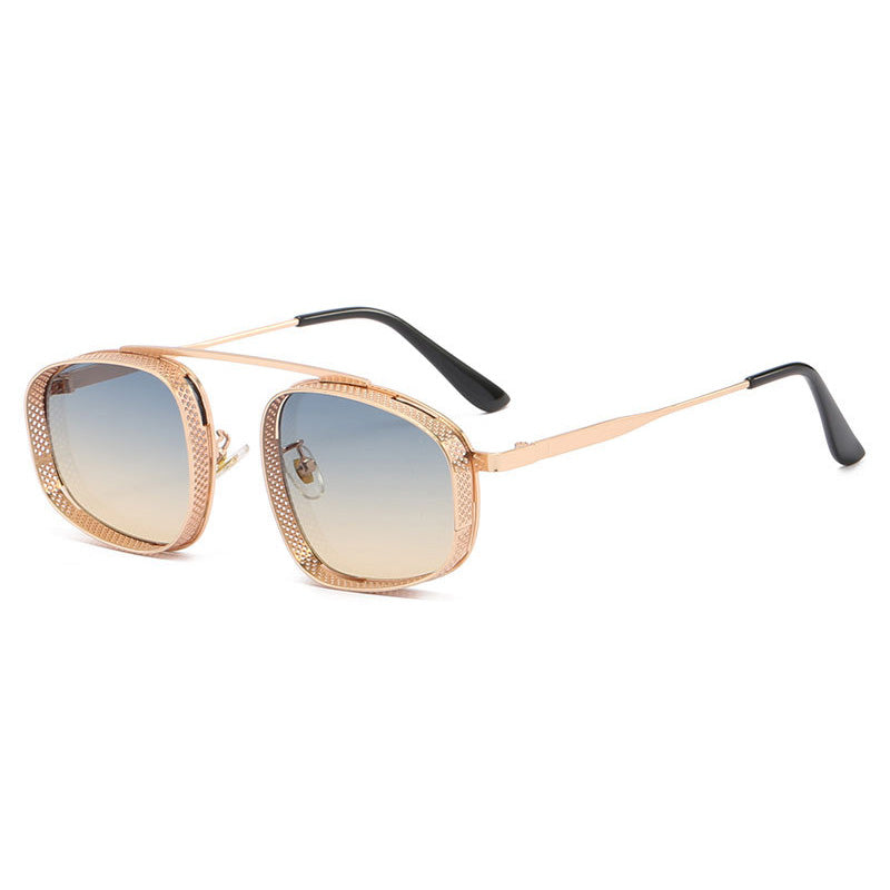 Vintage Metallic Steampunk Oval Sunglasses