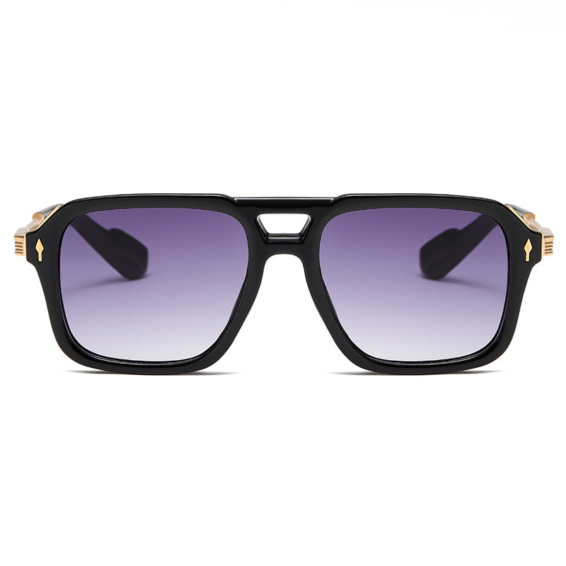 Double Bridge Flat Top Large Square Pilot Gradient Sunglasses