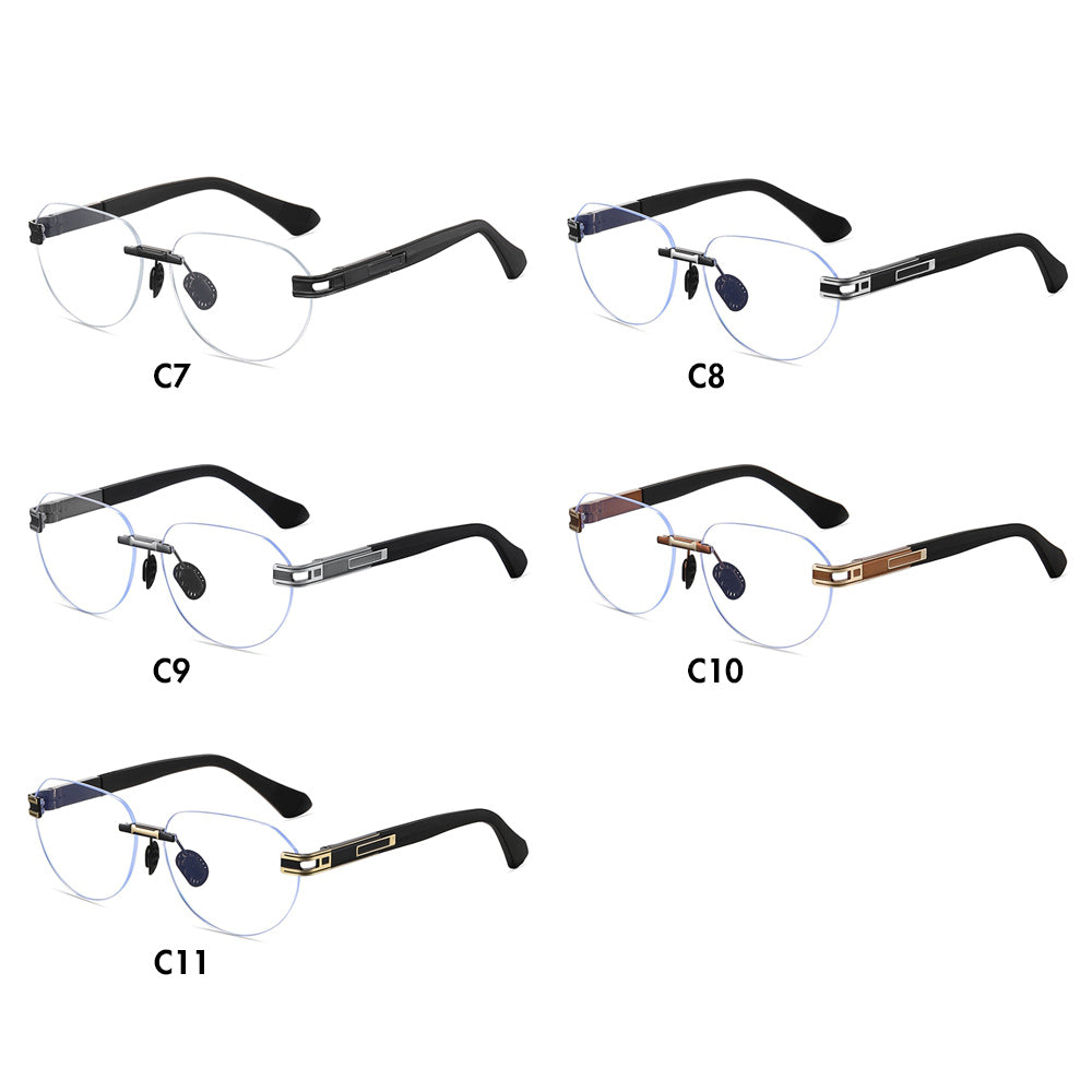 Men's Gradient Oval Rimless Sunglasses