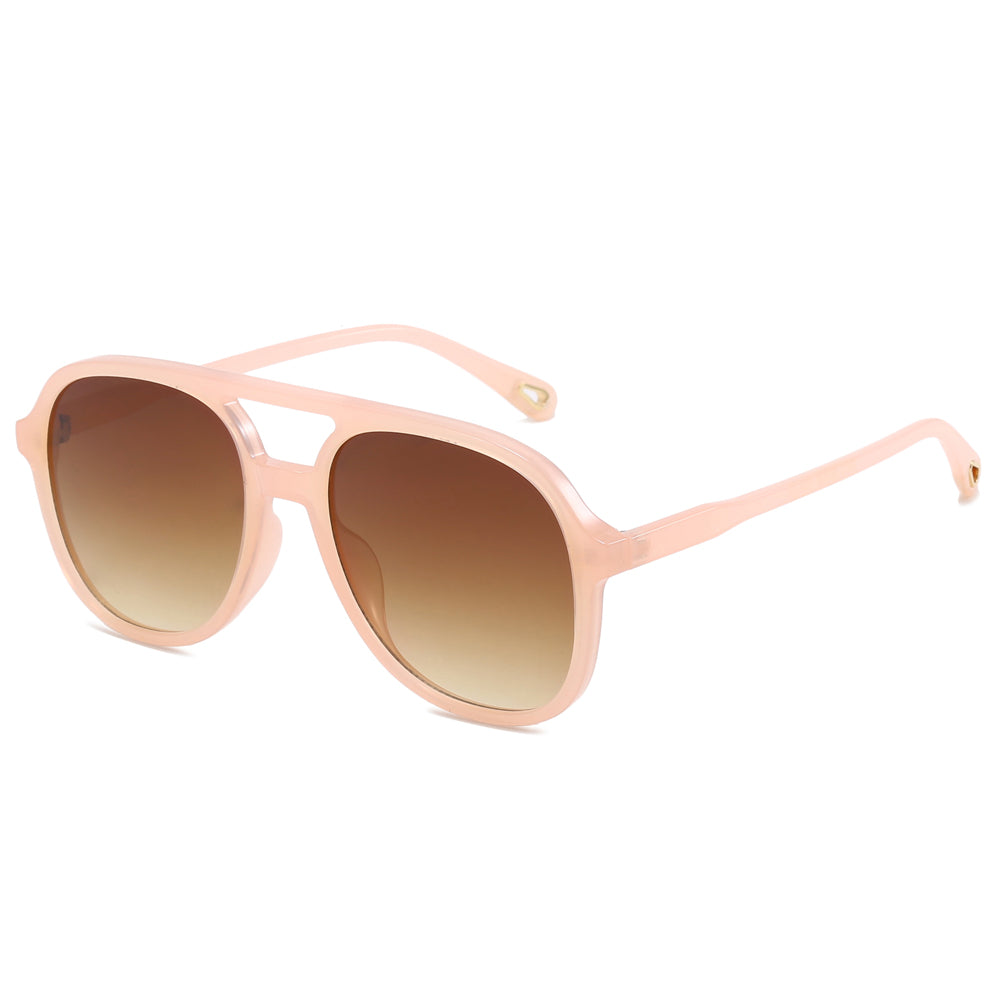 Double Bridge Flat Top Large Square Sunglasses
