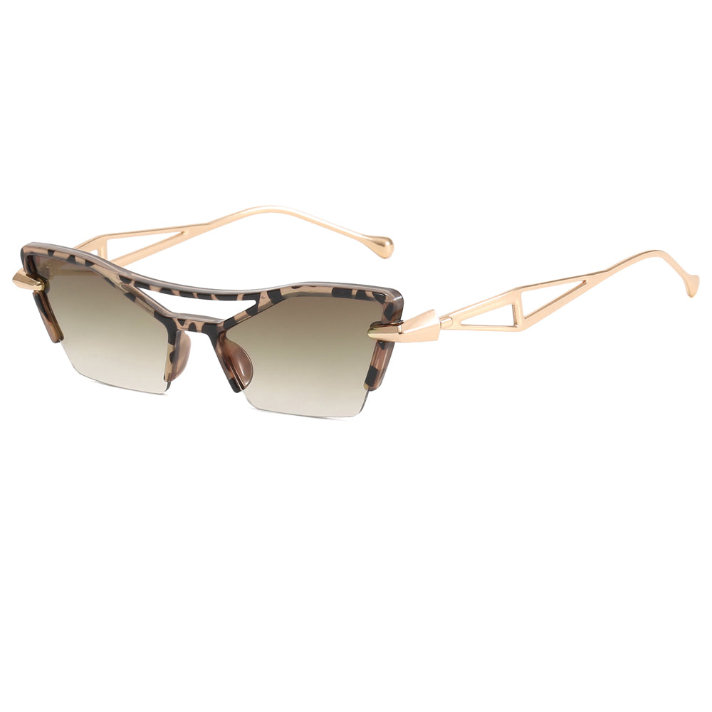 Cat Eye Half Frame Women Shades Sunglasses
