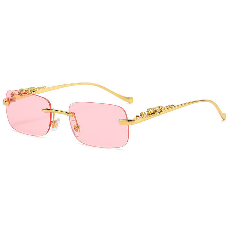 Cheetah Rectangle Rimless Sunglasses