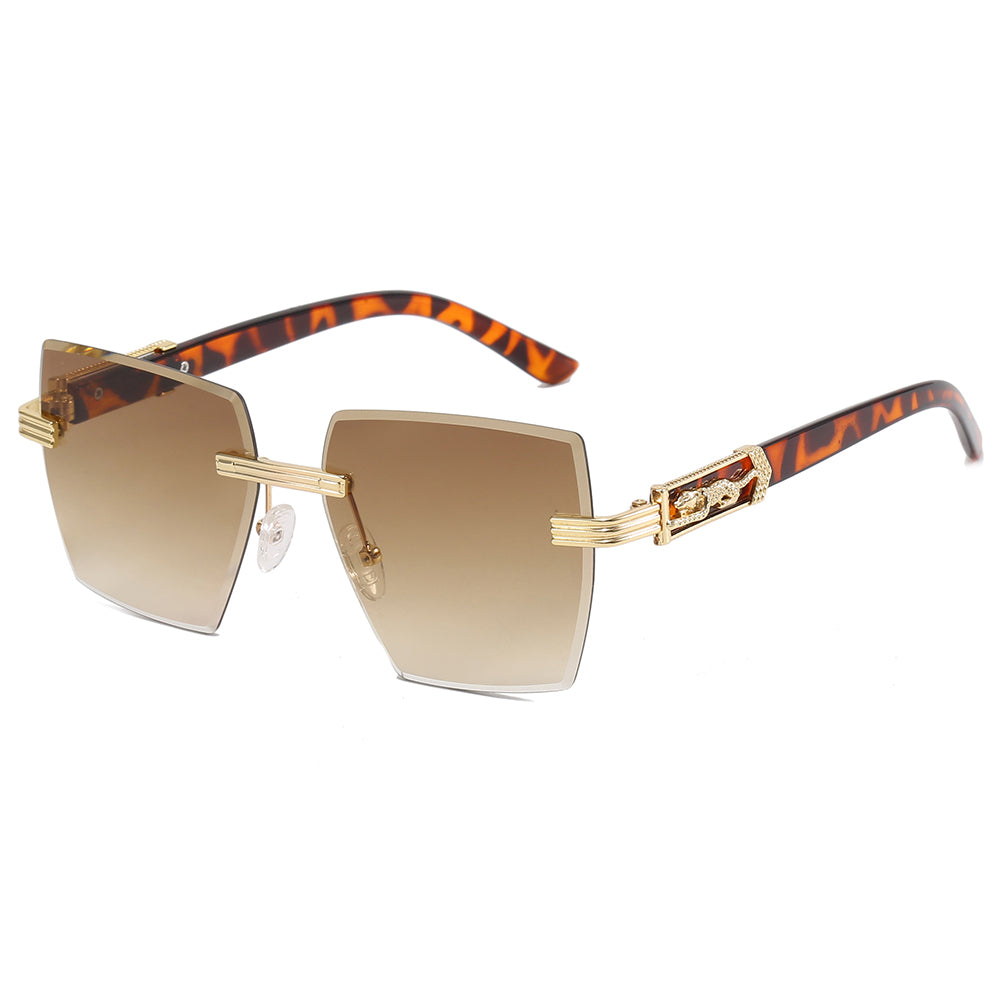 Square Rimless Diamond Cutting Lens Female Sunglasses