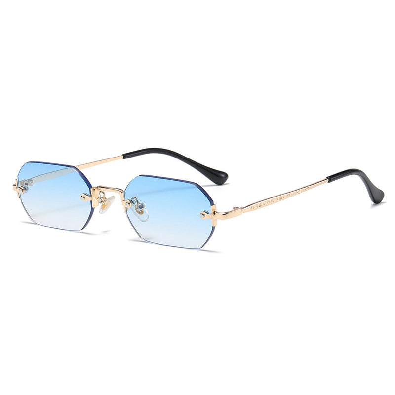 Vintage Rimless Polygon Women Shades Sunglasses
