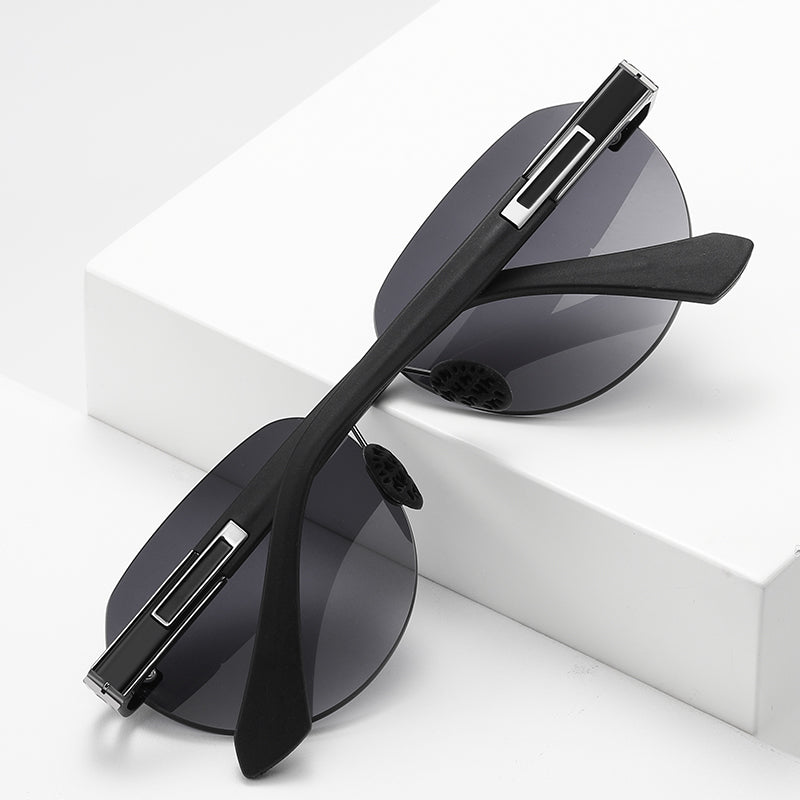 Men's Gradient Oval Rimless Sunglasses