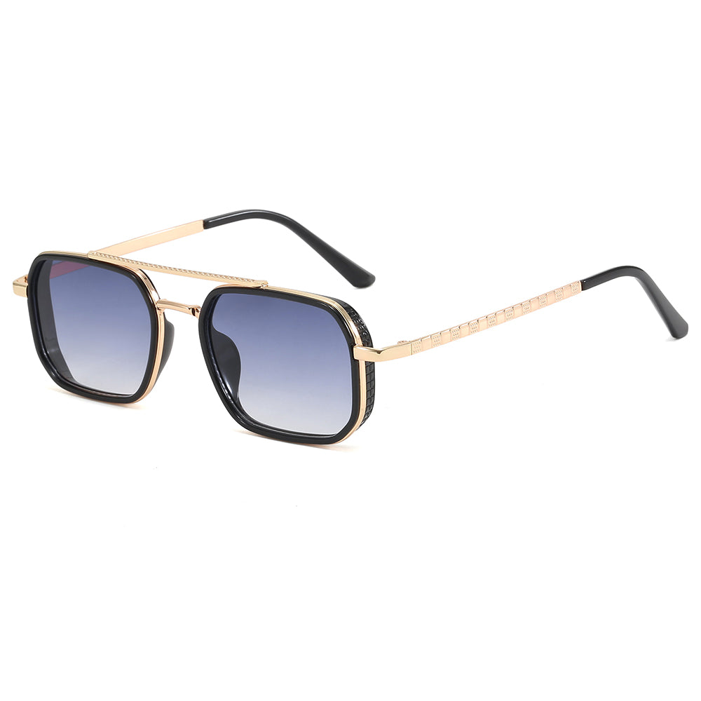 Metal Frame Steampunk Gradient Double Bridge Pilot Shades Sunglasses