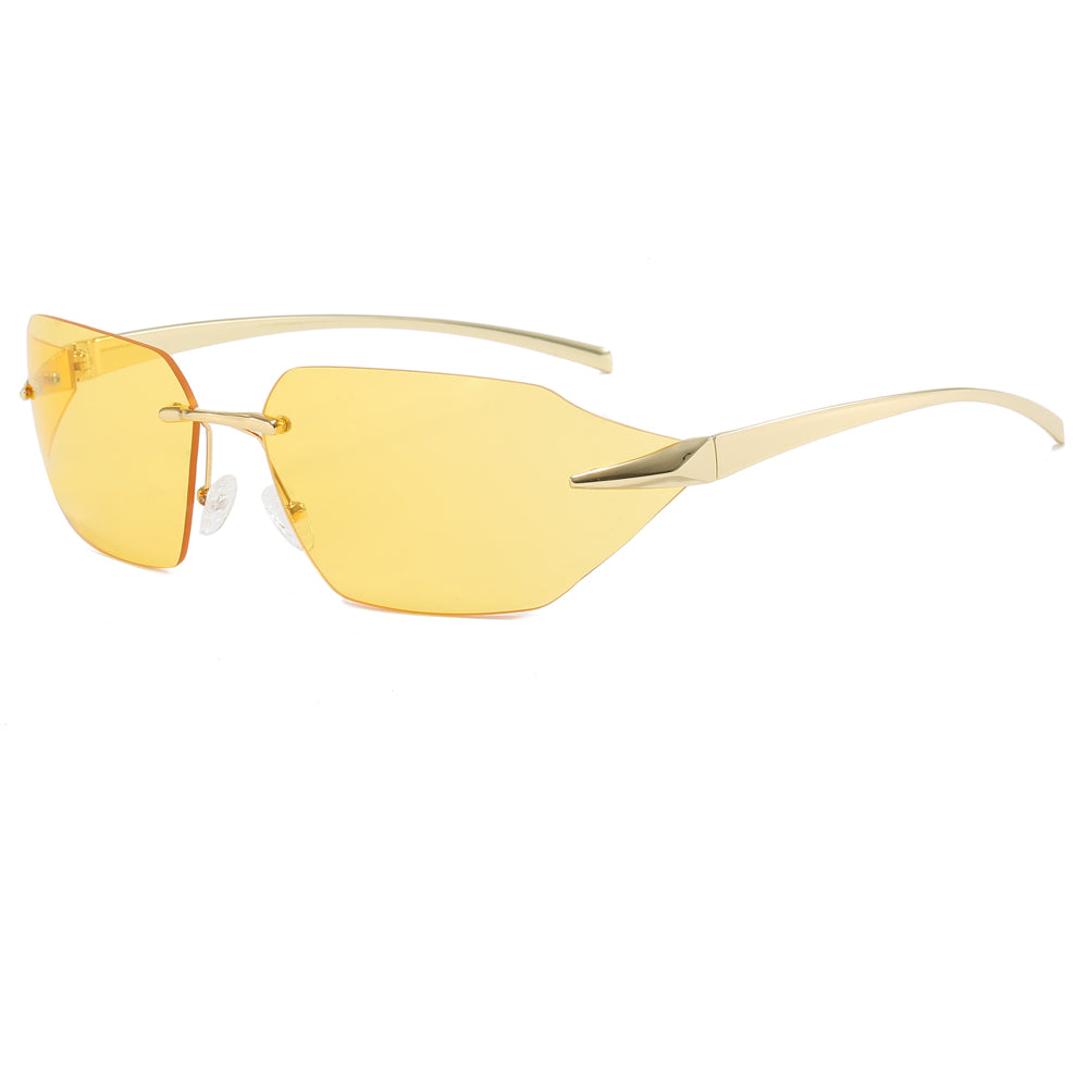 Y2K New Trendy Rimless rect-oval shape Sunglasses