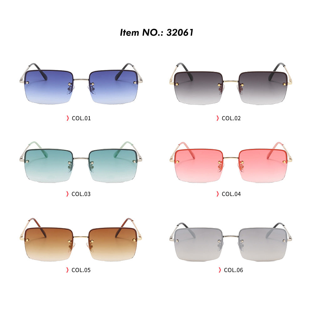 Retro Rectangle Rimless Gradient Outdoor Vacation Sunglasses