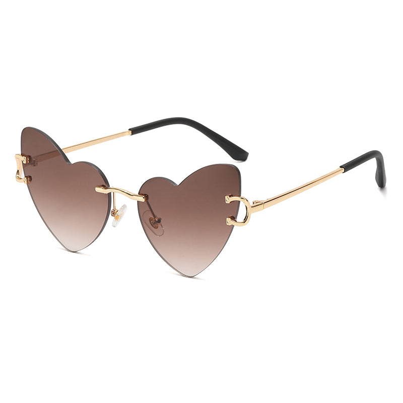Women Rimless Heart Sunglasses