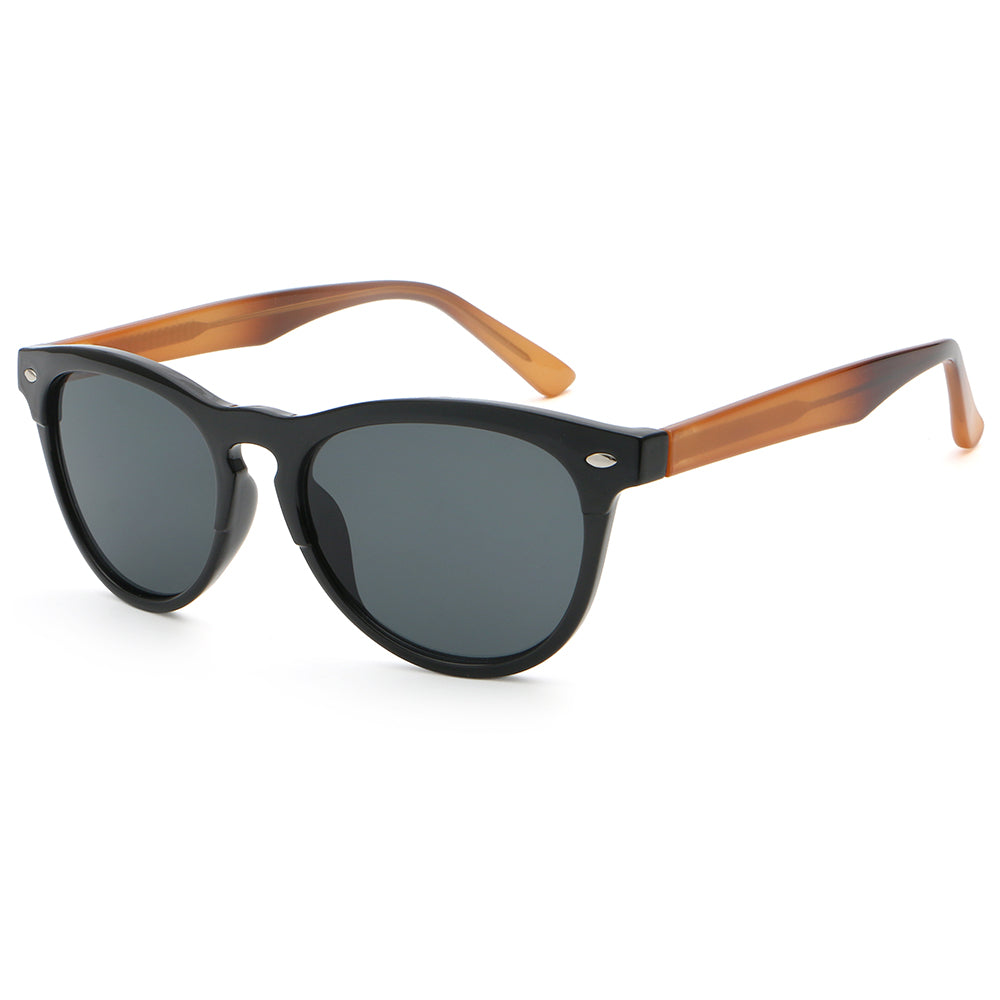 Classic Round Cat Eye Reinforced Wire-Core Temples Sunglasses
