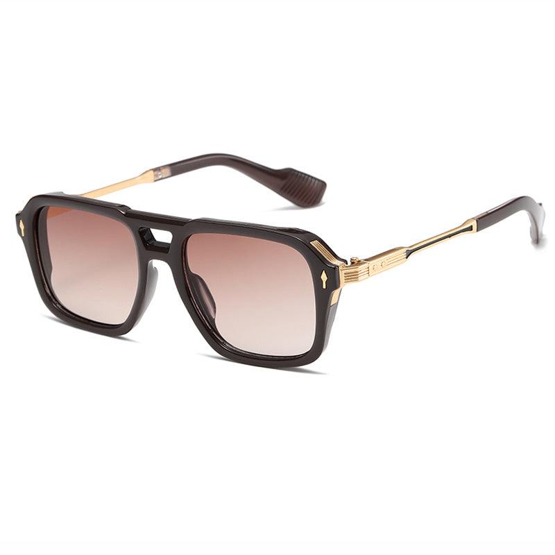 Double Bridge Flat Top Large Square Pilot Gradient Sunglasses
