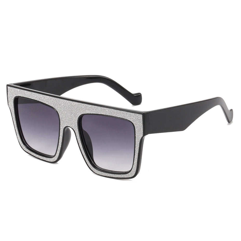 Rhinestone Flat Top Square Sunglasses