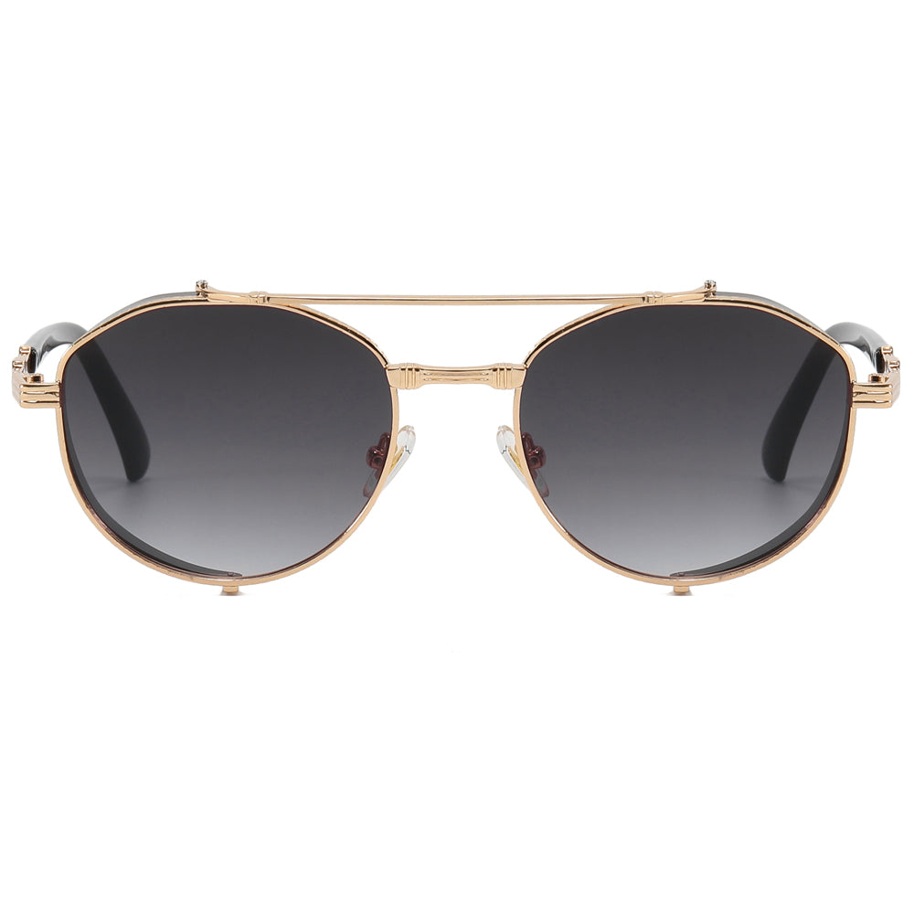 Flat Top Steampunk Metal Frame Sunglasses