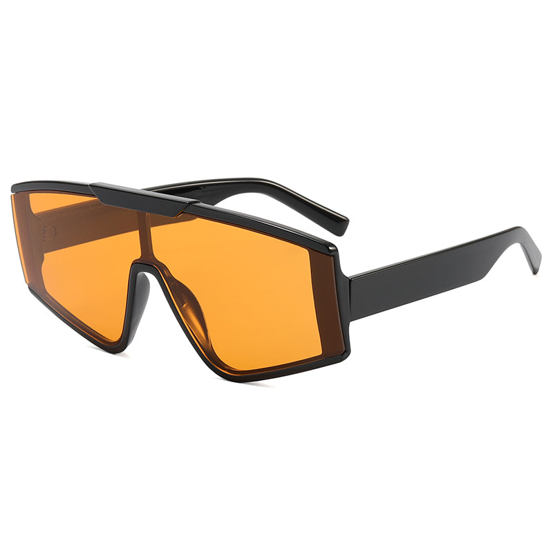 Flat Top One Piece Lens Oversize Sunglasses