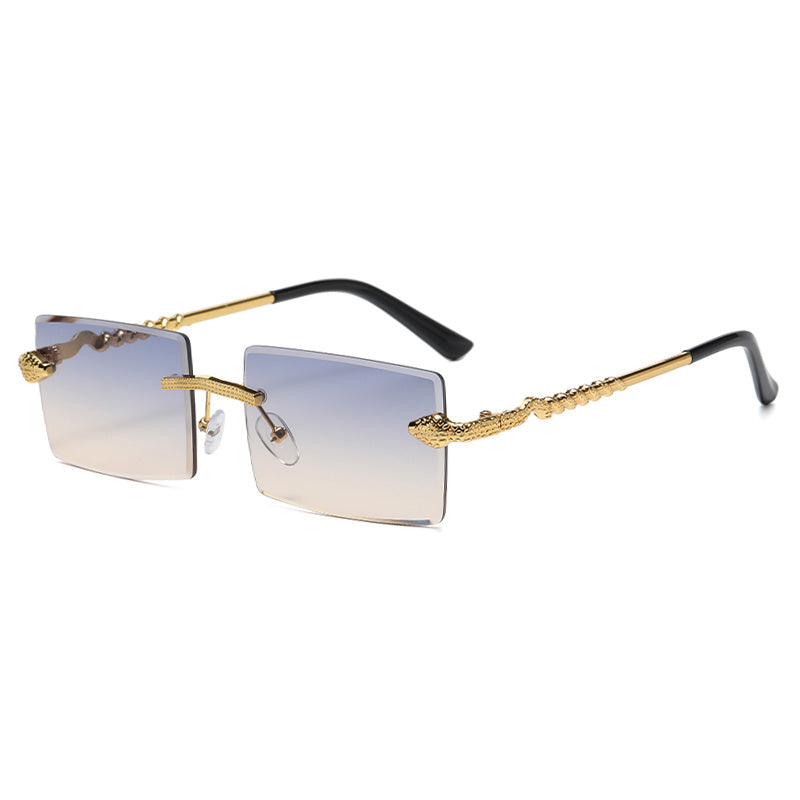Retro Rectangle Rimless Cutting Lens Gradient Sunglasses